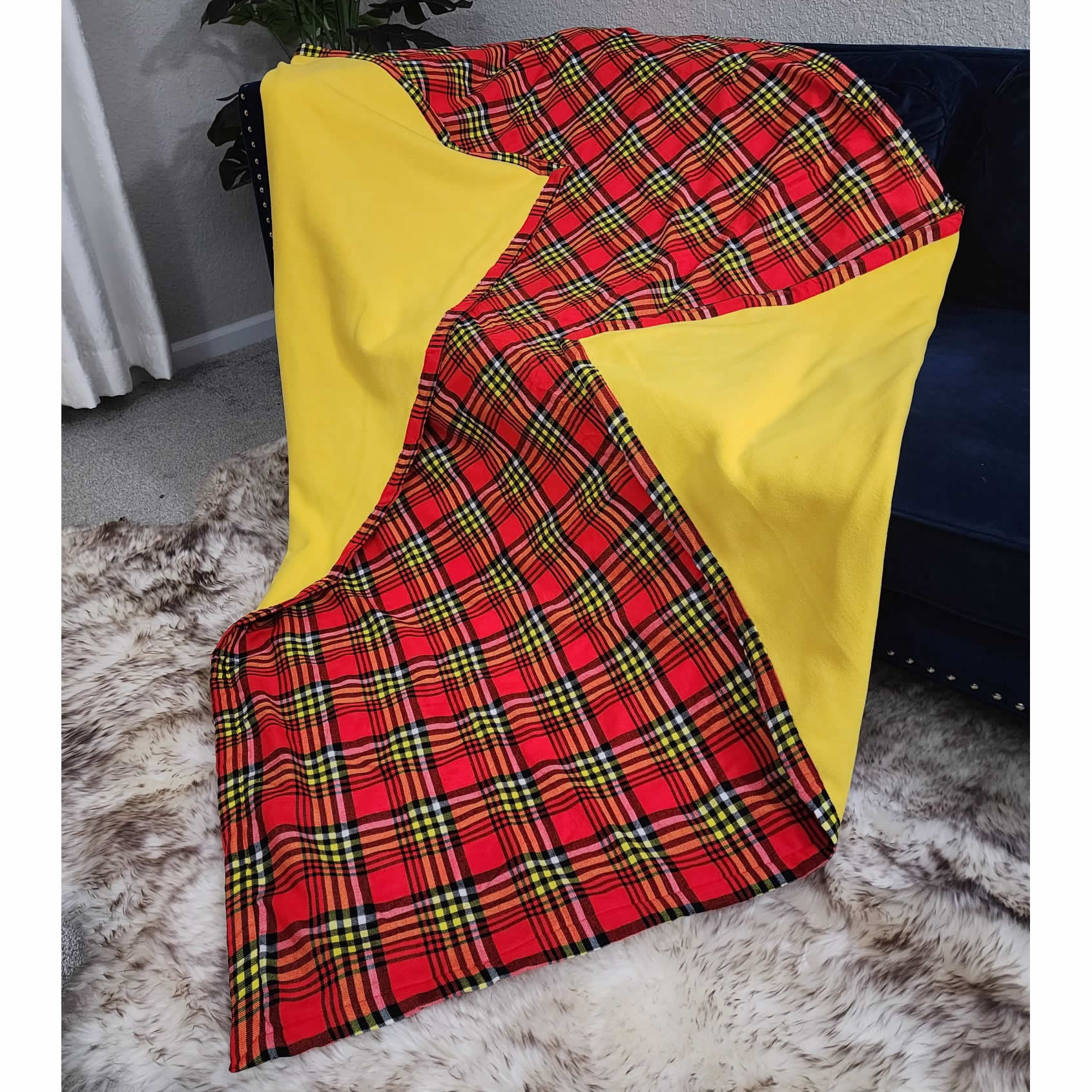 African Maasai Fleece Throw Blanket MultiColor Plaid Safari Throw