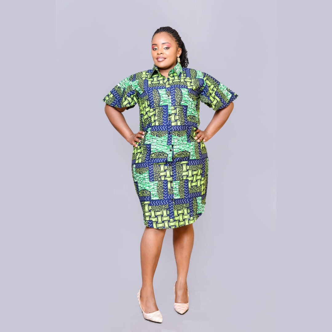 Women African Print Shirt Dress