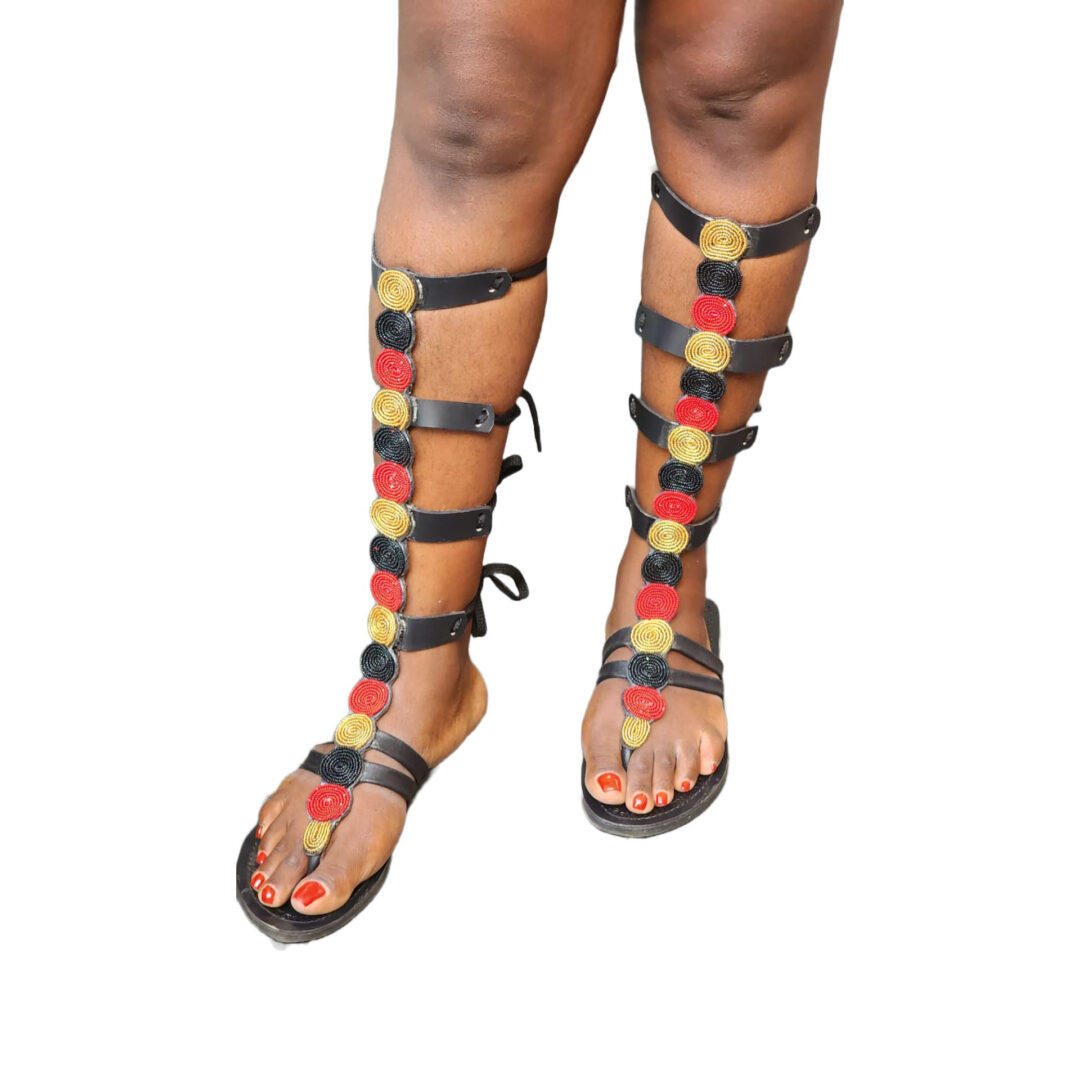 African Maasai Beaded Gladiator Leather Sandals for Women