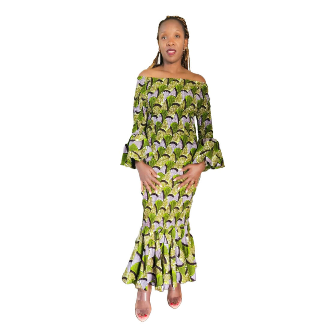 African Print Long Stretchy Bodycon Dress