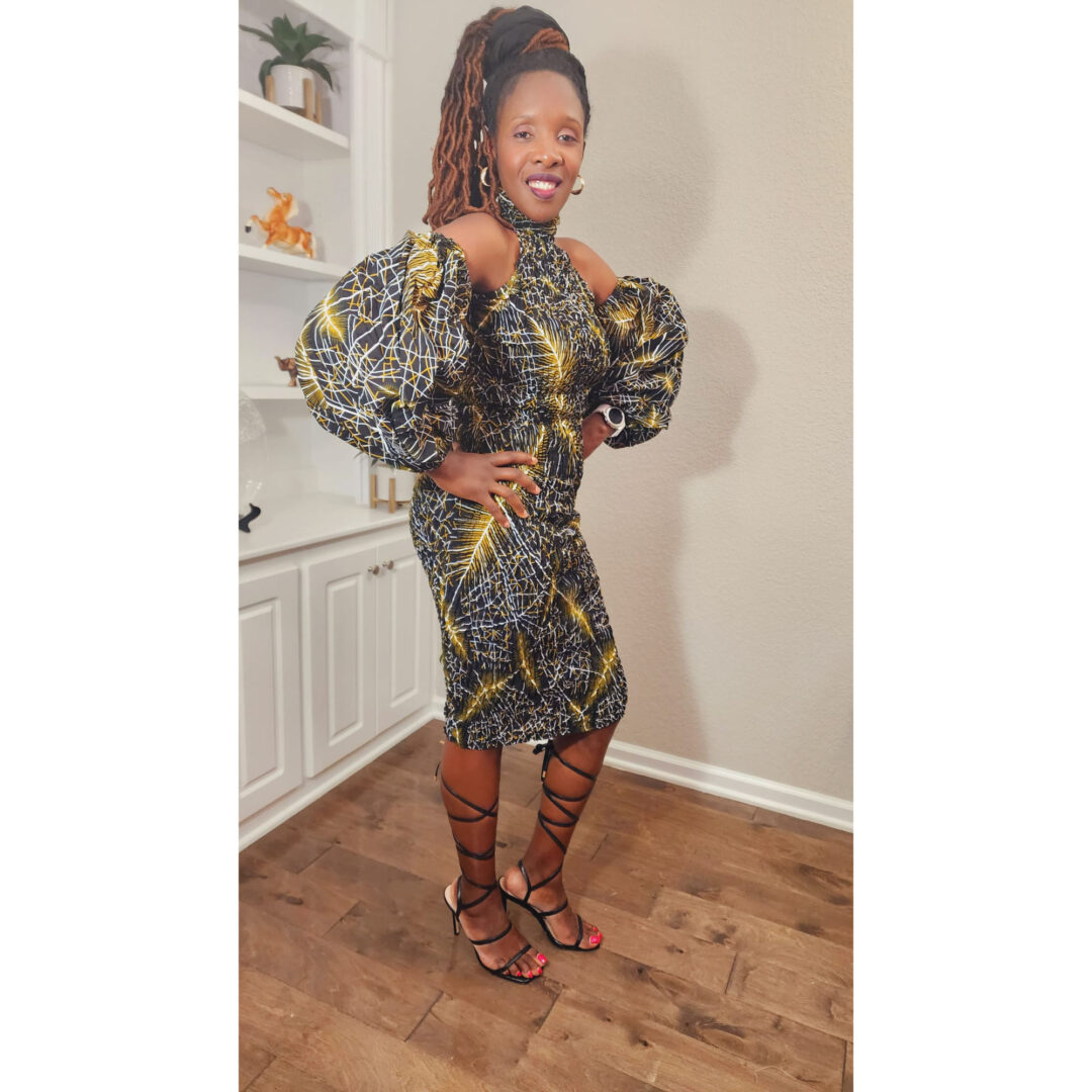 African Print Women Arm Puff Dress