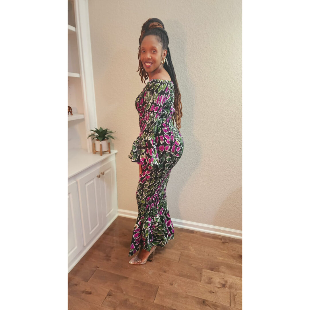 African Print Long Stretchy Bodycon Dress