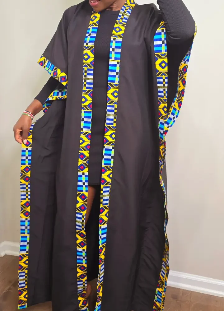 African Print Chiffon Long Kimono