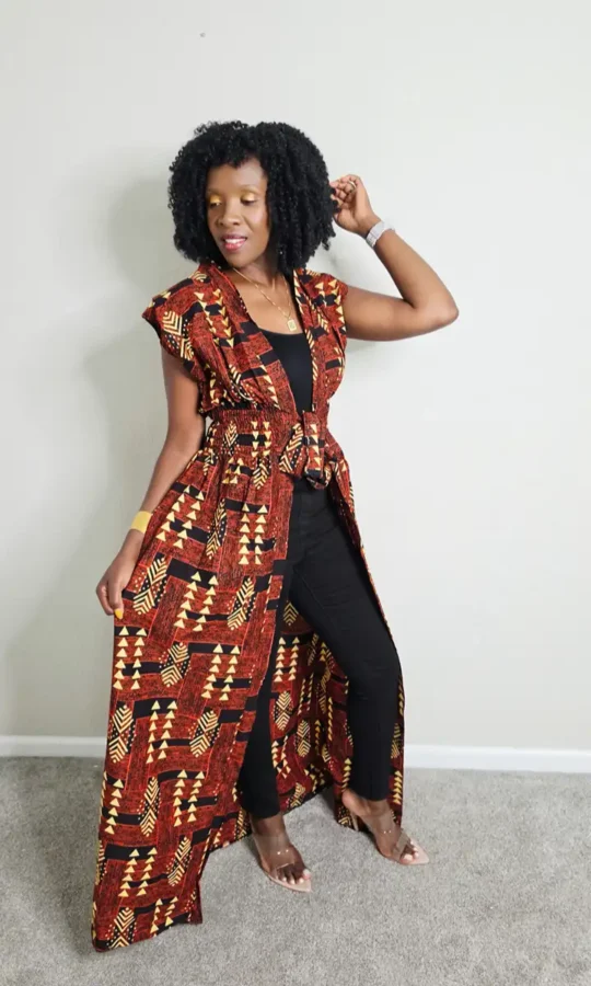 African Print Long Kimono