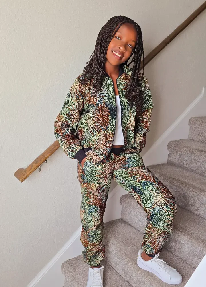 African Kids' Two-Piece Long Pants & College Jacket