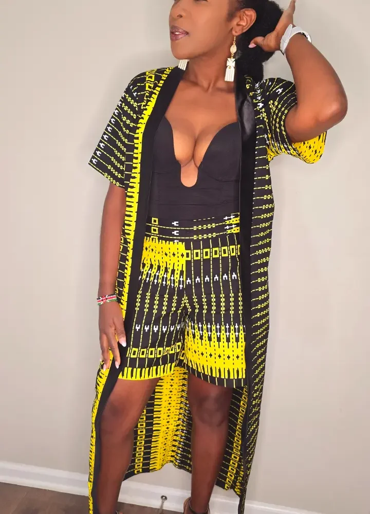 African Print Long Kimono & Short