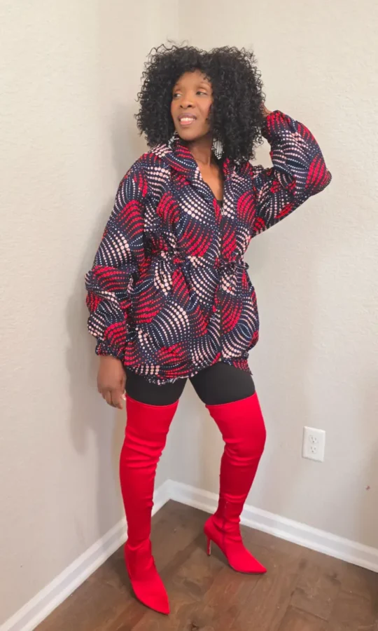 African Print Fleece Lined Hoodie Trench Coat
