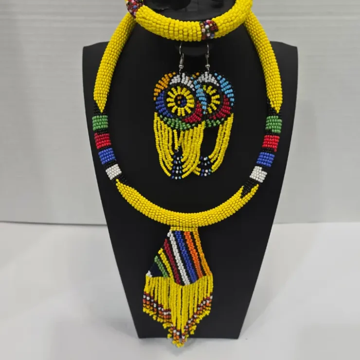African Maasai Handmade Beaded Necklace Set