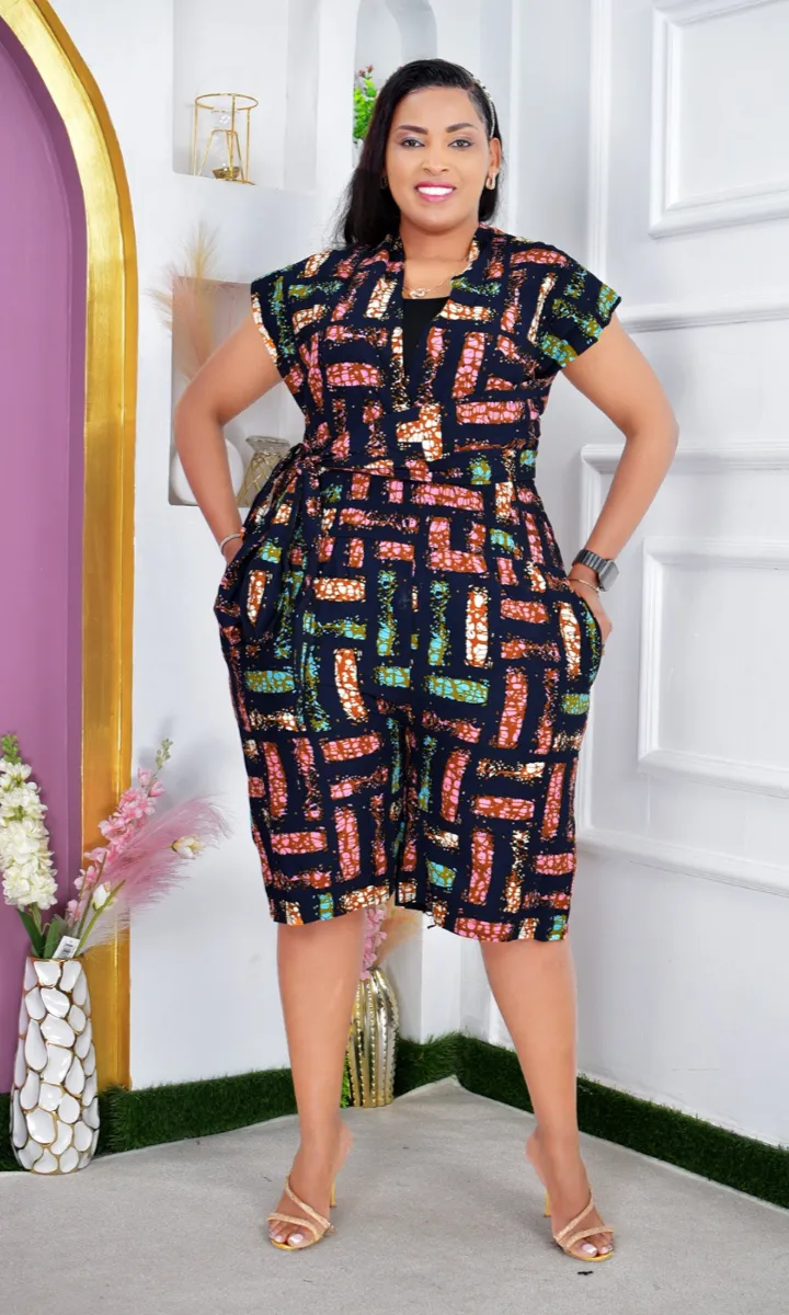 African Print/Ankara Dangaree Short