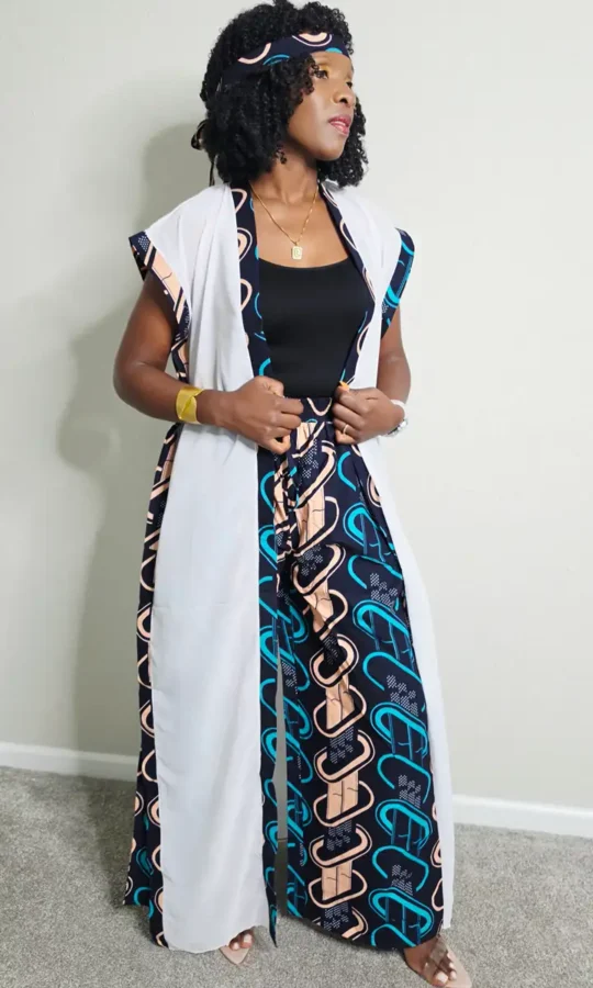 Sleeveless Chiffon Kimono With Pallazo Pants- 2 Piece