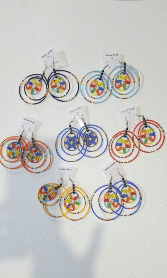 Maasai Double-Hoop Medallion Earrings