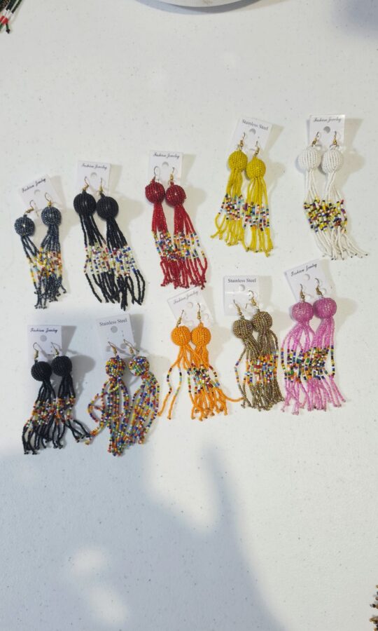 Maasai Beaded Ball Tassel Earrings