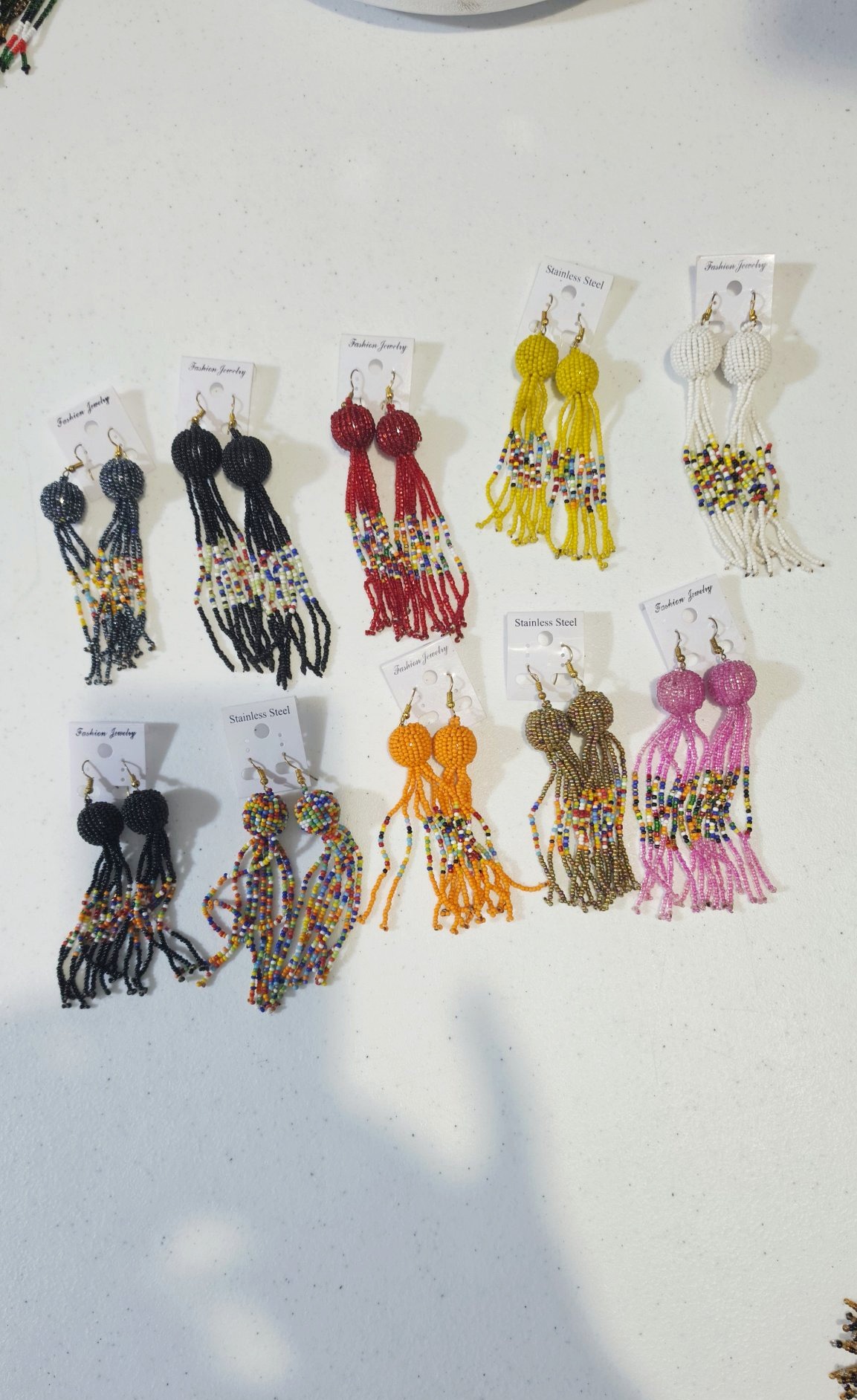 Maasai Beaded Ball Tassel Earrings
