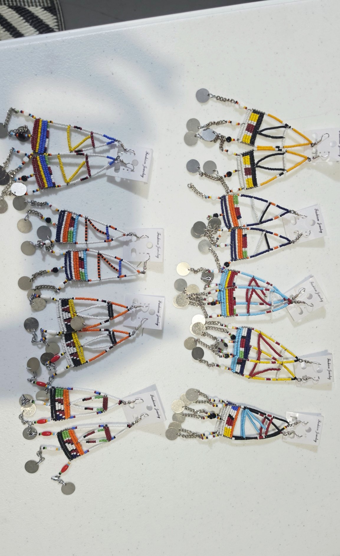 Maasai Triangle Coin Chandelier Earrings