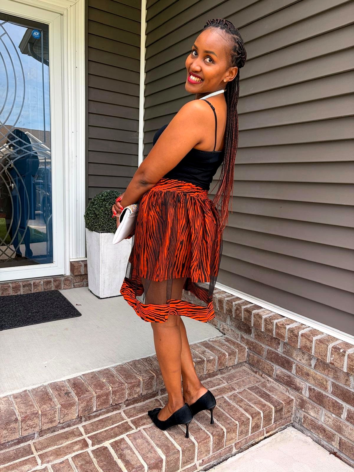 African Mesh Skirt – Short, back view