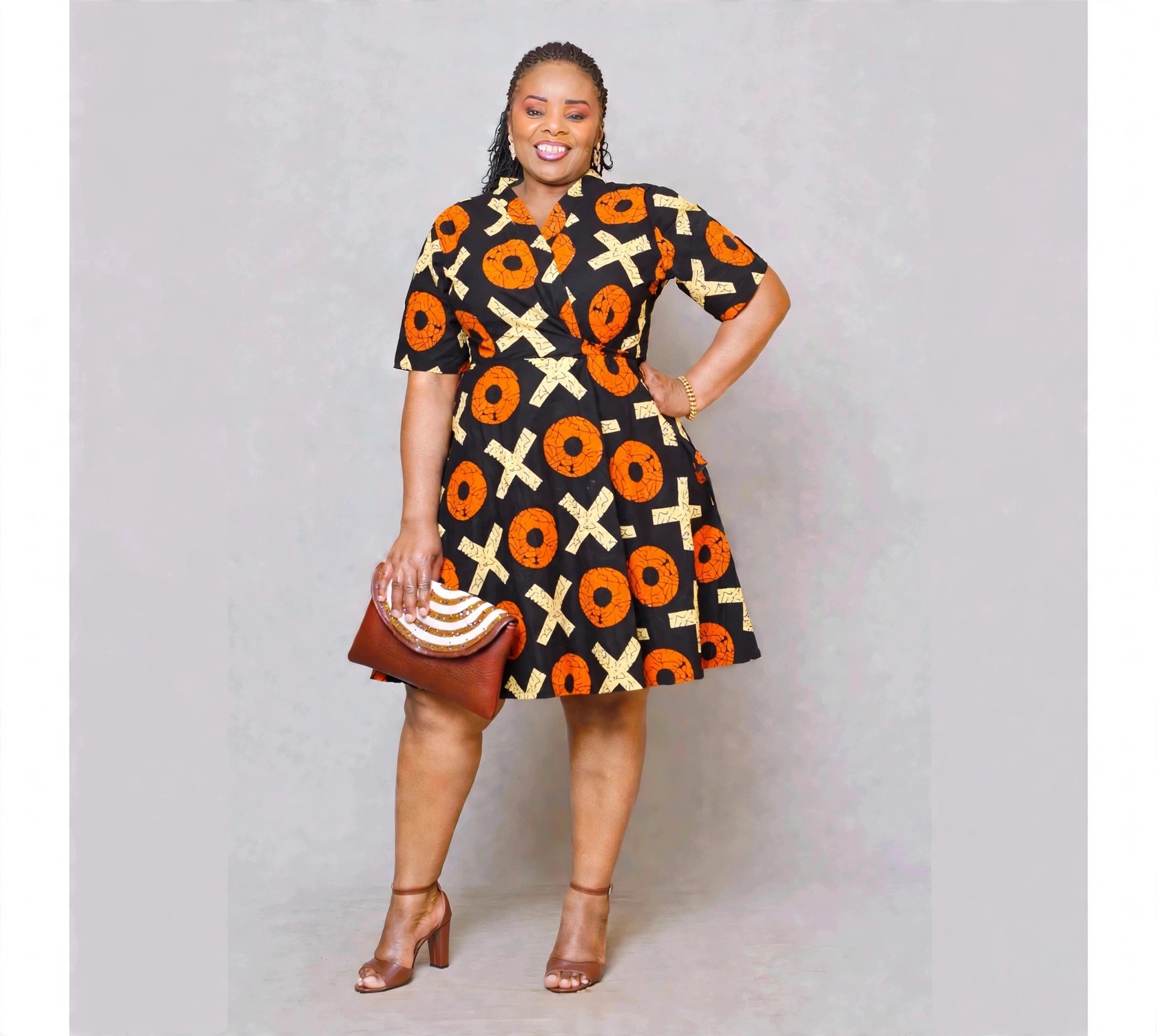 Women's African Print Wrap Overlap Short Dress – Free Size