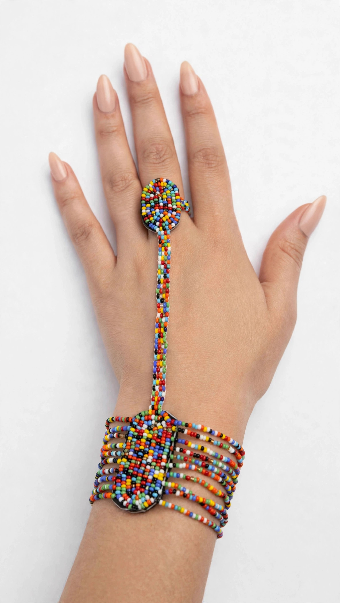 African Beaded Finger Bracelet - Image 2