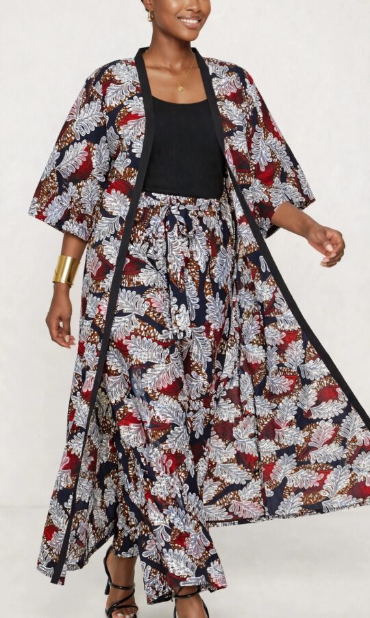 African Print Palazzo Pant Kimono Set