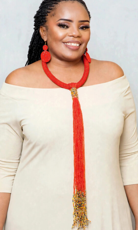 Maasai Beaded Tassel Necklace & Earrings Set