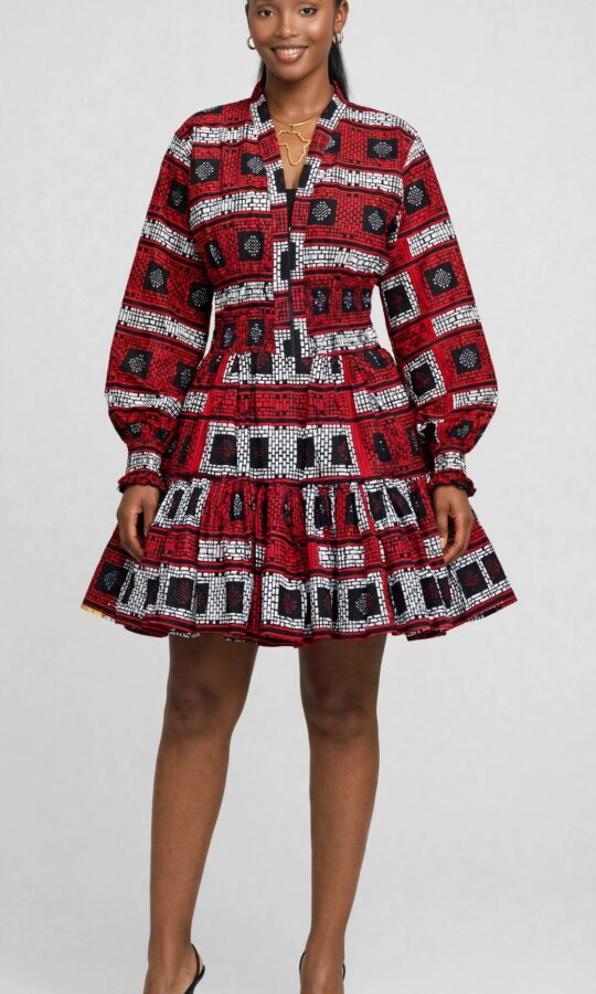 African Print Short Circular Dress
